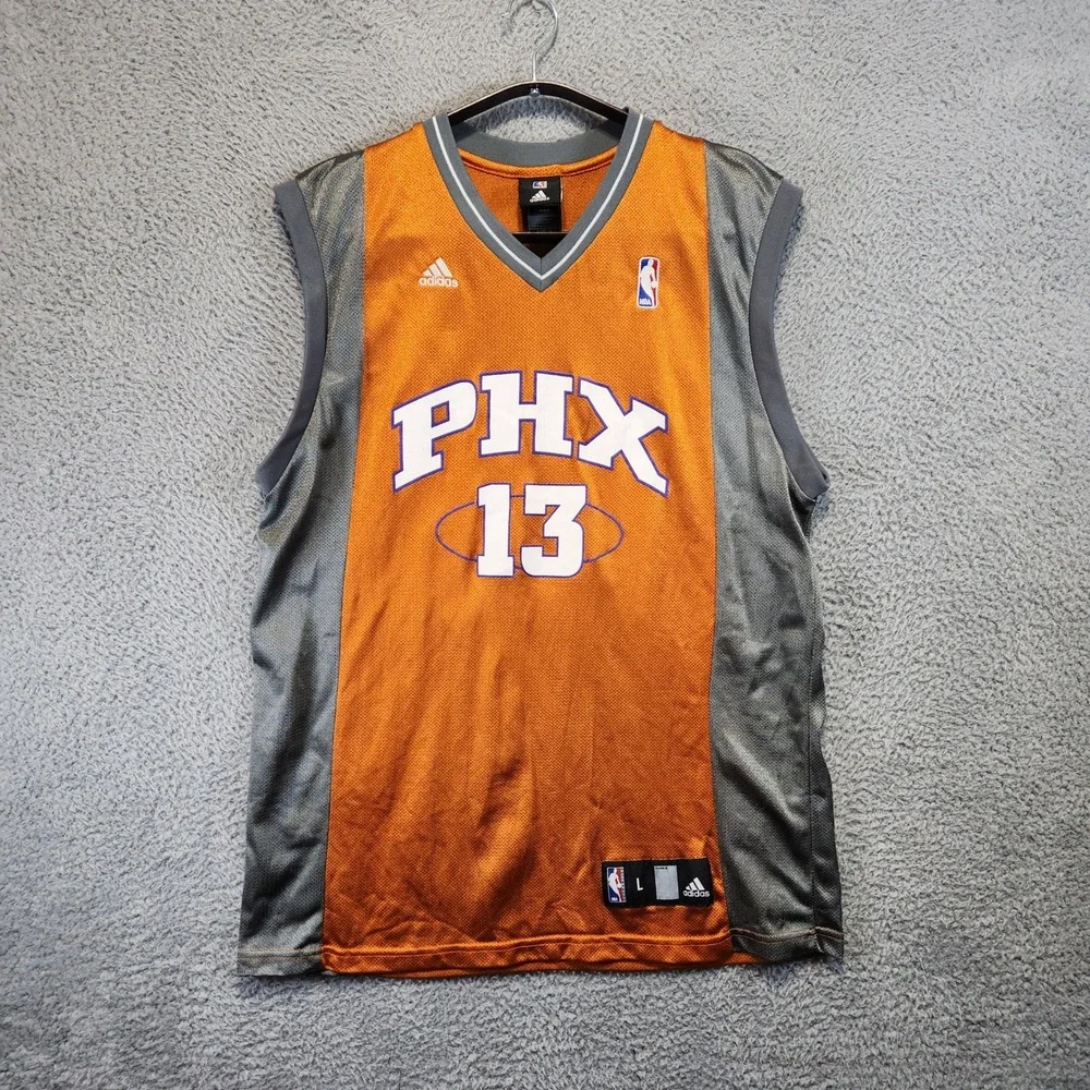 Vintage Steve Nash Phoenix Suns Adidas Basketball Jersey Size L #13 100% Nylon‎